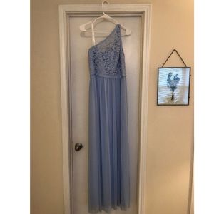 LONG ONE SHOULDER LACE BRIDESMAID DRESS
